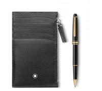 Ensemble composé d'un stylo roller Montblanc Meisterstück Classique Gold et d'un étui à cartes Meisterstück 5cc MB130449