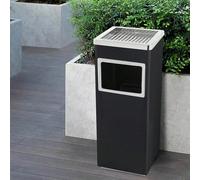 Ensemble comprenant une poubelle carrée verticale de 24 x 24 x 60 cm - 35 l - conteneur à déchets - poubelle d'extérieur - poubelle carrée en acier inoxydable - avec seau intérieur amovible - pour l'é