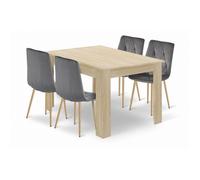 Ensemble comprenant une table NP 120 x 80 cm en chêne Sonoma + 4 chaises LIBRA grises