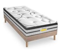 Ensemble Concorde 90x200 cm + sommier bois - Ressorts + mémoire - Ép. 26 cm G