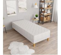 Ensemble CONFORT+ sommier + matelas 90x190 cm, hauteur 17 cm, mousse polyuréthane, confort équilibré, 4 pieds inclus.