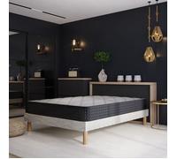 Ensemble COSMOS sommier + matelas 160x200 cm, hauteur 26 cm, mousse Techno Foam haute densité, confort équilibré, 4 pieds inclus.