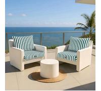 Ensemble Coussins Salon Jardin 50x60 Rayure Vert - Premium 270g (Assise + Dossier)