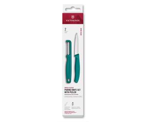 Ensemble couteau et éplucheur SWISS CLASSIC, lot de 2 pièces, vert, plastique, Victorinox