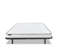 Ensemble Cristal 160x200 cm Matelas Mousse + Sommier Métal - Blanc