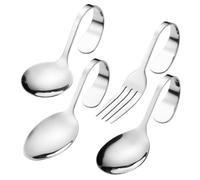 Ensemble cuillère et fourchette en acier inoxydable avec, Silver | Ustensiles de bonne qualité 12cm 13.3cm 13.5cm pour dîner en famille, pratiques de restauration confortables