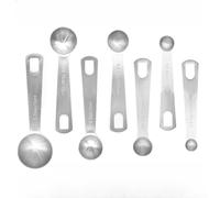 Ensemble Cuillères Doseuses Métal Gravé Double Échelle ML(7) | Acier inoxydable 18/8, gravure profonde , double échelle ml et tsp, pour bord poli sûr, anneau détachable