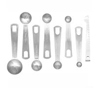 Ensemble Cuillères Doseuses Métal Gravé Double Échelle ML(8) | Acier inoxydable 18/8, gravure profonde , double échelle ml et tsp, pour bord poli sûr, anneau détachable