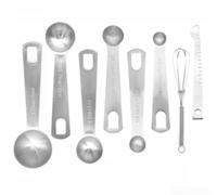 Ensemble Cuillères Doseuses Métal Gravé Double Échelle ML(8+) | Acier inoxydable 18/8, gravure profonde , double échelle ml et tsp, pour bord poli sûr, anneau détachable