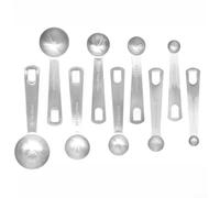 Ensemble Cuillères Doseuses Métal Gravé Double Échelle ML(9) | Acier inoxydable 18/8, gravure profonde , double échelle ml et tsp, pour bord poli sûr, anneau détachable
