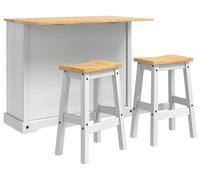 Ensemble Cuisine Îlot 3 pcs Blanc et Cire de Miel Pin massif