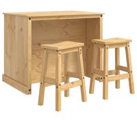 Ensemble Cuisine Îlot avec porte 3 pcs Cire de Miel Pin massif