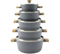 Ensemble culinaire 10 pcs - UMBERTO RAVELLI - 20/22/24/26/28 cm - Aluminium - Revêtement antiadhésif effet marbre - Noir