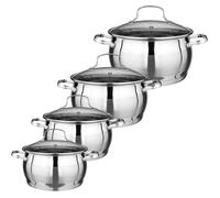 Ensemble culinaire - UMBERTO RAVELLI - 8 pièces - Acier inoxydable - 4 faitouts + 4 couvercles - 16/20/24/28 cm