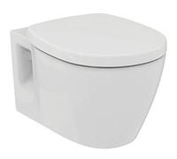 Ensemble cuvette WC suspendue Ideal Standard Connect, WC suspendu avec chasse d'eau complète CL1 4,5-6 l/min, sortie horizontale, chasse puissante, abattant inclus - Blanc (360 x 540 x 340 mm)