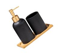 Ensemble d ' Accessoires de Salle de Bain de 3 avec Distributeur de Savon Liquide 350 ML, de Brosse à Dents et Plateau pour Organisation de comptoir, Ensemble de Distributeur de Savon en