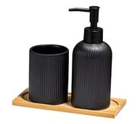 Ensemble d ' Accessoires de Salle de Bain de 3 avec Distributeur de Savon Liquide 350 ML, de Brosse à Dents et Plateau pour Organisation de comptoir, Ensemble de Distributeur de Savon en