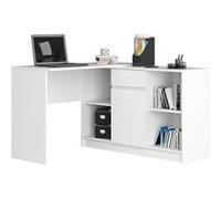Ensemble d' angle AKORD bureau B17 avec commode Blanc 120 cm 1 porte 1 tiroir façade Blanche 6 étagères 120x126x79 cm Blanc G