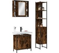 Ensemble d armoires de salle de bain 3 pcs chêne fumé Chêne fumé G
