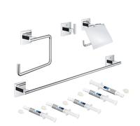 Ensemble d'accessoires 4-in-1 GROHE Start Cube chromé + 3 GROHE QuickGlue A1 + 1 GROHE QuickGlue A2