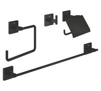 Ensemble d'accessoires Badaccessoire, 4 en 1, sans perçage, couleur noire, métal