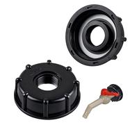 Ensemble d'accessoires d'adaptateur IBC Noir - Capuchon Adaptateur, Filetage Interne S60x6 3/4", Capuchon de Robinet, entretoise, Extension et Plus - pour conteneurs IBC, réservoir d'eau 1000L.