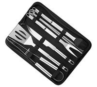 Ensemble d'accessoires de barbecue en acier inoxydable, 9 pièces - Ensemble d'ustensiles de barbecue haut de gamme dans un étui en aluminium - Kit de cadeaux de grillades parfait pour Da