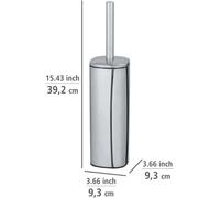 Ensemble d'accessoires de nettoyage pour toilettes Ibzoa® Elegantes – Acier inoxydable satiné, argenté, porte-brosse fermé, tête de brosse interchangeable de Ø 8,5 cm, dimensions : 9,3 x 39,2 x 9,3 cm