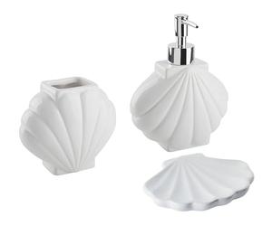 Ensemble d'Accessoires de Salle de Bain 3 Pièces Dolomite Glamour Blanc Shell