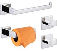 Ensemble d'accessoires de salle de bain 4 pièces Ensemble d'articles de salle de bain Ensemble d'accessoires de salle de bain 2 supports de salle de bain chromés à fixation murale B05S4-CH