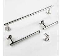 Ensemble d'accessoires de salle de bain, 4 pièces : porte-rouleau de papier toilette et porte-serviette – Acier inoxydable SUS 304 – Fixation murale – Finition chromée polie