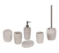 BELIANI Ensemble d'accessoires de salle de bains 6 pièces blanc Dolomite Glam distributeur de savon bol porte-brosse à dents gobelet brosse de toilette