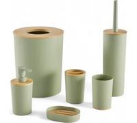 Ensemble d'Accessoires de Salle de Bain 6 Pièces, TODAY UTILITY, Distributeur Savon, Gobelet, Porte Brosse à Dents, Brosse WC, Poubelle 7L, Green