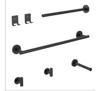 Ensemble d'accessoires de salle de bain - CECIPA MAX - Noir - Acier inoxydable - 2 porte-serviettes - Crochets