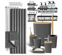 Ensemble d'accessoires de salle de bain comprenant un panier de douche et des tapis de bain, ensemble de 27 pièces