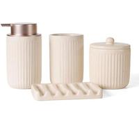 Ensemble d'accessoires de salle de bain - Design élégant - Lot de 4 - Céramique de haute qualité