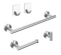 Ensemble d'accessoires de Salle de Bain en Acier Inoxydable - 5PCS Ensemble de quincaillerie en Acier Inoxydable, Porte-Serviettes de 12 po + Support de Papier Toilette + Crochet pour Peignoir