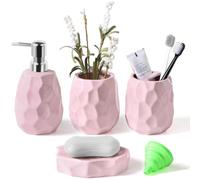 Ensemble d'accessoires de salle de bain en céramique, 4 pièces, couleur rose