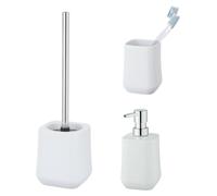 Ensemble d'accessoires de salle de bain en céramique "Schöner Wohnen" Adine, blanc : kit de toilette, distributeur de savon, gobelet à brosse à dents