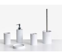 BELIANI Ensemble d'accessoires de salle de bain en polyrésine blanche distributeur de savon porte-savon porte-brosse de toilette porte-verre pour brosses à dents