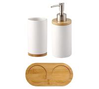 Ensemble d'accessoires de salle de bain, ensemble d'accessoires de salle de bain en céramique, distributeurs de shampoing, de lotion et de savon pour les mains, comprenant un porte-brosse à dents, un