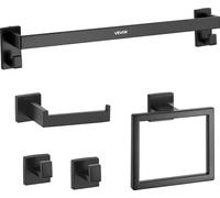 Ensemble d'accessoires de salle de bain noir mat, ensemble de 5 accessoires de salle de bain en acier inoxydable, barre à serviettes de 24 pouces, porte-serviettes, 2 crochets pour peignoirs, porte-pa