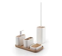 ENSEMBLE D'ACCESSOIRES DE SALLE DE BAINS 5 PCS. BAMBOU BLANC ALISSO