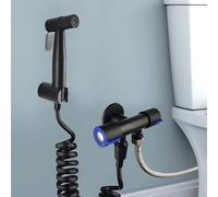 Ensemble d'accessoires de toilette en acier inoxydable 304, sans perçage requis : comprenant un joint femelle pour augmenter la pression de l'eau, un petit pistolet de pulvérisation, un robinet d'angl