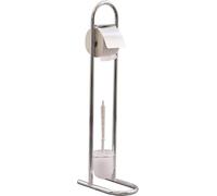Ensemble d'accessoires de toilette - Porte-balai de toilette - Organisateur de salle de bain - Ensemble combiné - Hauteur : 80 cm - Chrome