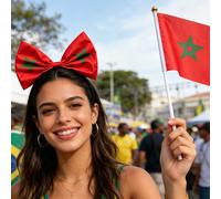 Ensemble d'accessoires décoratifs du drapeau du Maroc, serre-tête et drapeaux à agiter à la main, accessoire de match de football, couvre-chef de fan pour événements, fêtes, décoration extérieure et i