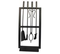 Ensemble d'accessoires pour cheminée, 4 pièces, forme rectangulaire, couleur noire, 28,5 cm