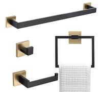 Ensemble d'accessoires pour robinet, 4 pièces, noir/doré, en acier inoxydable, à fixer au mur