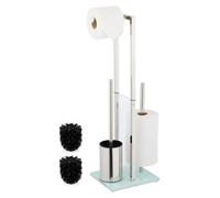 Ensemble d'accessoires pour toilettes, autoportant, en acier inoxydable et en verre, couleur argent