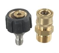 Ensemble d'adaptateurs M22 pour nettoyeur haute pression 14 mm 15 mm Raccords pivotants à connexion rapide pour baguette de pulvérisation - Kit de coupleur haute pression en laiton et acier inoxydable